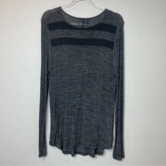 Cynthia Rowley Tops - CYNTHIA ROWLEY Black & Charcoal Heathered Long Sleeve Top Size XL